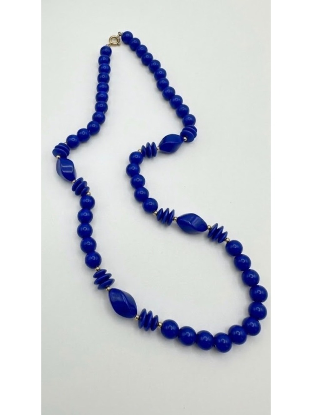 Vintage 1960s Cobalt Blue Mod Beaded Necklace